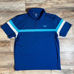 Under Armour Blue and White Performance Polo